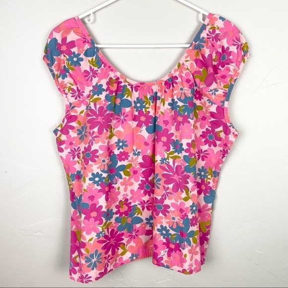 Tracy Feith for Target | Crazy Daisy Vibrant Pink Cap Sleeve Blouse Size Large - Picture 5 of 5